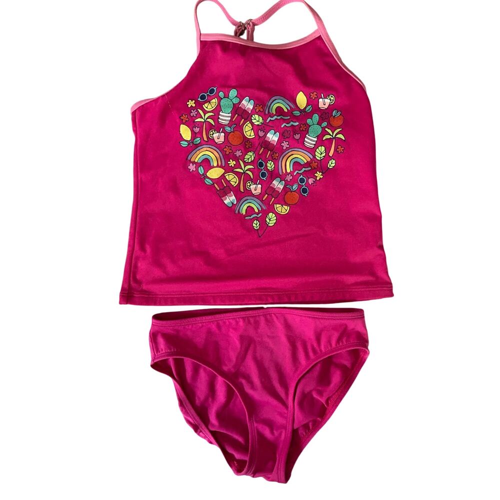 Lands End pink two piece tankini bathing suit size 8
